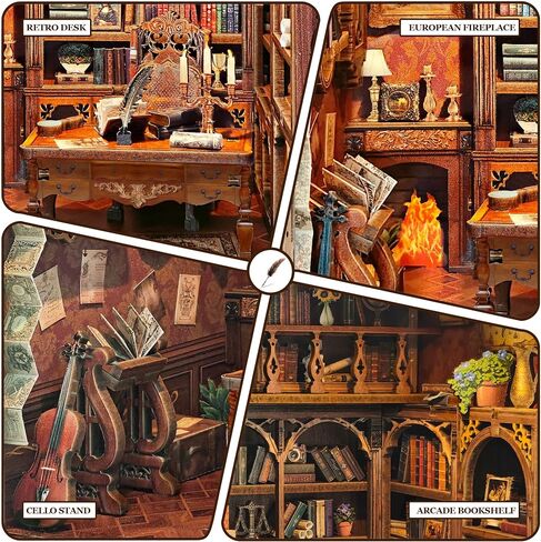 SUNNINO Book Nook Kit - DIY Miniature House Kit 3D Wooden Doll House Book Nook Kits Bookshelf Decor Gift for Teens Family Friends in Saudi Arabia