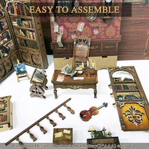 SUNNINO Book Nook Kit - DIY Miniature House Kit 3D Wooden Doll House Book Nook Kits Bookshelf Decor Gift for Teens Family Friends in Saudi Arabia