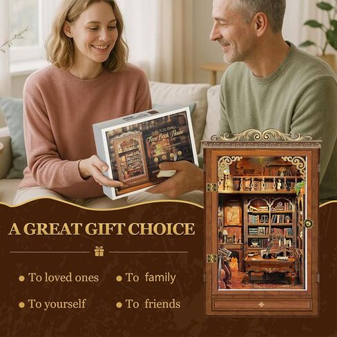 SUNNINO Book Nook Kit - DIY Miniature House Kit 3D Wooden Doll House Book Nook Kits Bookshelf Decor Gift for Teens Family Friends in Saudi Arabia