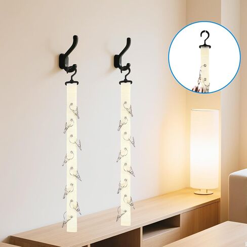 Plush Toy Display Strap with 8 Metal Clips, Hanging Wall Doll Organizer for 15-17cm Blind Box Dolls & Plush Animals Storage (Black) in Saudi Arabia