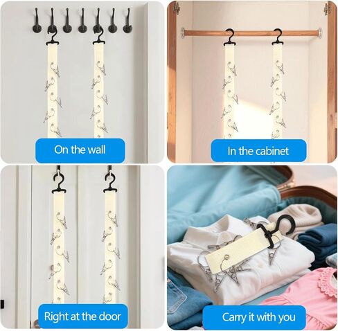 Plush Toy Display Strap with 8 Metal Clips, Hanging Wall Doll Organizer for 15-17cm Blind Box Dolls & Plush Animals Storage (Black) in Saudi Arabia