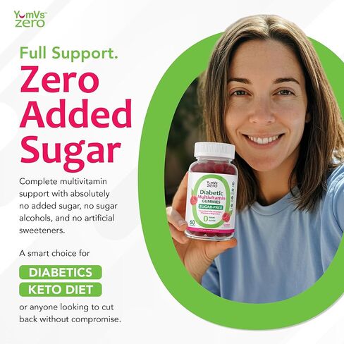 Yum-V's Yumvs Multivitamin Gummies | مكملات خالية من السكر فيتامينات للنساء والرجال | الكروم ، الثيامين والمغنيسيوم | Natural Raspberry Flavor Absables - 60 Count in Saudi Arabia