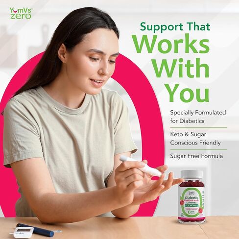 Yum-V's Yumvs Multivitamin Gummies | مكملات خالية من السكر فيتامينات للنساء والرجال | الكروم ، الثيامين والمغنيسيوم | Natural Raspberry Flavor Absables - 60 Count in Saudi Arabia