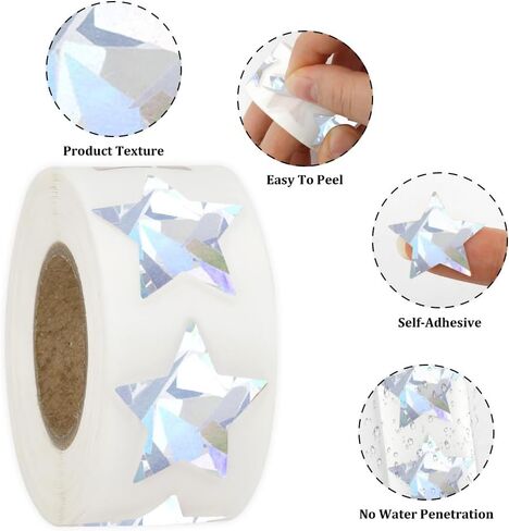ملصقات Gold Star for Kids مكافأة ، 500 ٪ 1 "ملصقات Glitter Foil Star للأظرف اللامعة اللمسات الديمقراطية اللمساتية ذاتية اللمسات in Kuwait