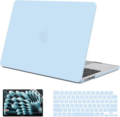 G JGOO Compatible with MacBook Air 15 inch Case M4 2025 2024 2023 M4 A3241 M3 A3114 M2 A2941, 100% Match Official Color, Matte Plactic Hard Case + Keyboard Cover + Screen Protector, Starlight Clear in Kuwait