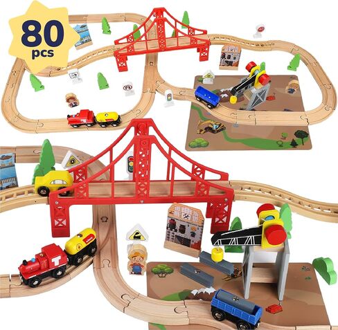 لعبة Toy Life Wooden Train للأطفال الصغار 2-4 ، ألعاب القطار في المدينة 119PCS مع مسار قطار خشبي ، قطار كهربائي للأطفال 4-8 ، ألعاب الأطفال الصغار لـ 3 4 5 5 بويز فتيات ، متوافقة مع العلامة التجارية الرئيسية in Saudi Arabia