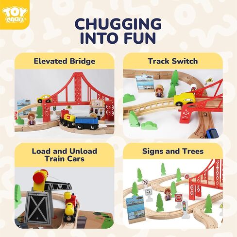 لعبة Toy Life Wooden Train للأطفال الصغار 2-4 ، ألعاب القطار في المدينة 119PCS مع مسار قطار خشبي ، قطار كهربائي للأطفال 4-8 ، ألعاب الأطفال الصغار لـ 3 4 5 5 بويز فتيات ، متوافقة مع العلامة التجارية الرئيسية in Saudi Arabia