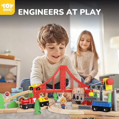لعبة Toy Life Wooden Train للأطفال الصغار 2-4 ، ألعاب القطار في المدينة 119PCS مع مسار قطار خشبي ، قطار كهربائي للأطفال 4-8 ، ألعاب الأطفال الصغار لـ 3 4 5 5 بويز فتيات ، متوافقة مع العلامة التجارية الرئيسية in Saudi Arabia