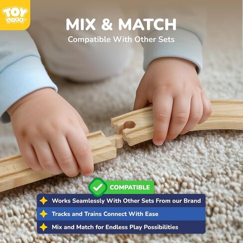 لعبة Toy Life Wooden Train للأطفال الصغار 2-4 ، ألعاب القطار في المدينة 119PCS مع مسار قطار خشبي ، قطار كهربائي للأطفال 4-8 ، ألعاب الأطفال الصغار لـ 3 4 5 5 بويز فتيات ، متوافقة مع العلامة التجارية الرئيسية in Saudi Arabia
