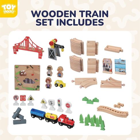 لعبة Toy Life Wooden Train للأطفال الصغار 2-4 ، ألعاب القطار في المدينة 119PCS مع مسار قطار خشبي ، قطار كهربائي للأطفال 4-8 ، ألعاب الأطفال الصغار لـ 3 4 5 5 بويز فتيات ، متوافقة مع العلامة التجارية الرئيسية in Saudi Arabia