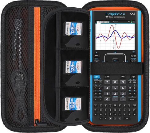 Elonbo Carrying Case for Texas Instruments TI-Nspire CX II CAS/CX II/CX/CX CAS Color Graphing Calculator, Extra Zipped Pocket Fits Charging Cable, Charger, Manual, Black in Saudi Arabia