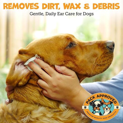Finger Ear Wipes for Dogs with Aloe Vera and Eucalyptus - Convenient, Extra-Coverage, and Large Design Dog Ear Cleaning Wipes - Removes Wax and Freshens Ears - 50 Wipes in Kuwait