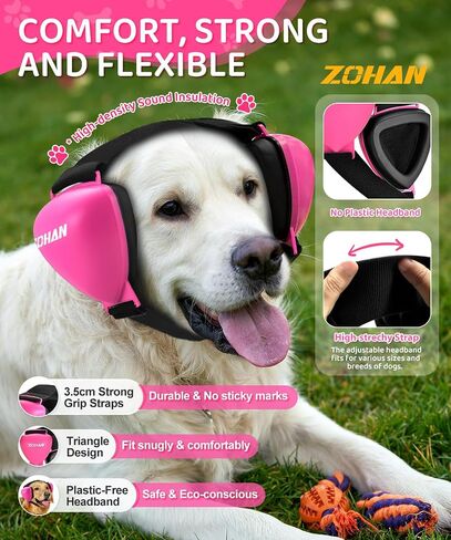 ZOHAN DG02 Upgraded Dog Ear Muffs Noise Protection - Soft Gel Ear Protection for Dogs with No Plastic Headband, Dog Headphones Noise Cancelling, Fast Snap Lock for Fireworks, Thunder (Gel Black,S) in Kuwait