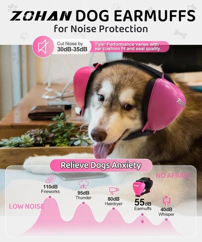 ZOHAN DG02 Upgraded Dog Ear Muffs Noise Protection - Soft Gel Ear Protection for Dogs with No Plastic Headband, Dog Headphones Noise Cancelling, Fast Snap Lock for Fireworks, Thunder (Gel Black,S) in Kuwait