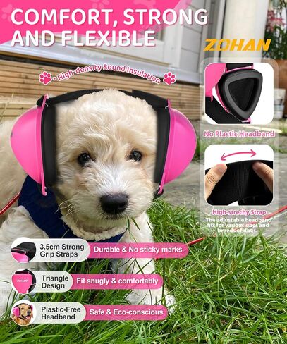 ZOHAN DG02 Upgraded Dog Ear Muffs Noise Protection - Soft Gel Ear Protection for Dogs with No Plastic Headband, Dog Headphones Noise Cancelling, Fast Snap Lock for Fireworks, Thunder (Gel Black,S) in Kuwait