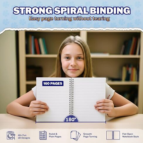 Omatek Smart Technologies Notebook Spiral Notebook A5 - دفتر حلزوني لطيف مع غلاف ثلاثي الأبعاد ، 80 ورقة - أطفال ، دفتر مدرسة الفتيات والفتيان ، دفتر ملاحظات الهدايا - ببغاء مشمس in Saudi Arabia