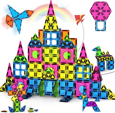 250 PCS Magnetic Tiles for Kids,Magnetic Blocks for Kids with Christmas Theme, Magnetic Building Blocks Set, 3D SETM Educational Toddler Toys in Saudi Arabia