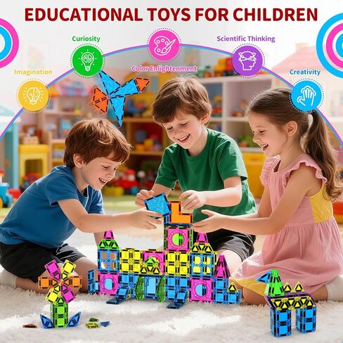 250 PCS Magnetic Tiles for Kids,Magnetic Blocks for Kids with Christmas Theme, Magnetic Building Blocks Set, 3D SETM Educational Toddler Toys in Saudi Arabia