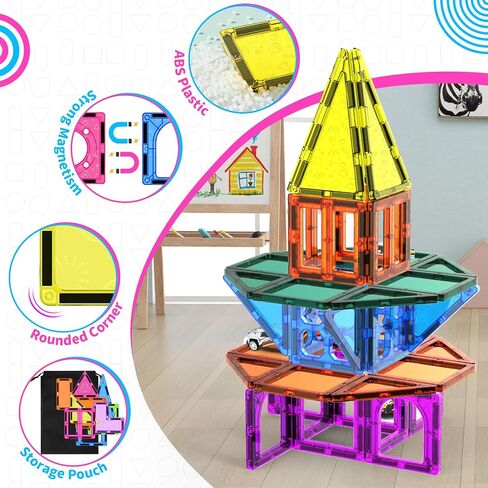 250 PCS Magnetic Tiles for Kids,Magnetic Blocks for Kids with Christmas Theme, Magnetic Building Blocks Set, 3D SETM Educational Toddler Toys in Saudi Arabia