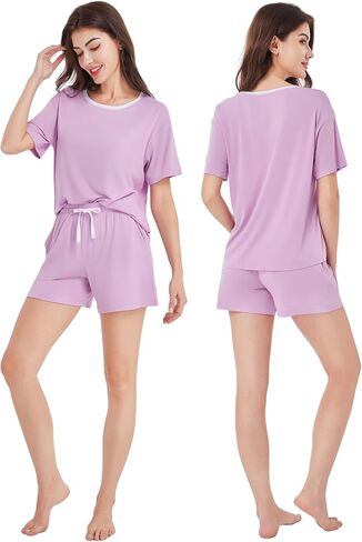 DAVID ARCHY Viscose from Bamboo Pajama Set for Women SuperSoft Short Sleeve Lounge Sets Casual Comfy Summer 2 Piece Pjs Sleep in Saudi Arabia