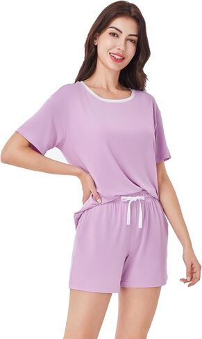 DAVID ARCHY Viscose from Bamboo Pajama Set for Women SuperSoft Short Sleeve Lounge Sets Casual Comfy Summer 2 Piece Pjs Sleep in Saudi Arabia