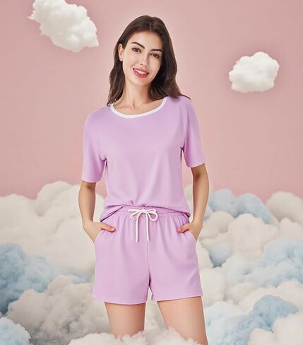 DAVID ARCHY Viscose from Bamboo Pajama Set for Women SuperSoft Short Sleeve Lounge Sets Casual Comfy Summer 2 Piece Pjs Sleep in Saudi Arabia