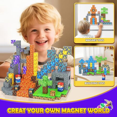200PCS Magnetic Blocks STEM Sensory Kids Building Toys Magnetic Tiles with Magnet Board for Kids Ages 3+ Birthday for 3-5 6-7 8-12 Year Old Boys & Girls in Kuwait