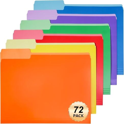 Premium Colored File Folders 8.5 x 11 Inch, Assorted 6 Colors Manila File Folders Letter Size for Office Classroom Use, 1/3 Cut Tab, Bulk 36 Pack in Kuwait