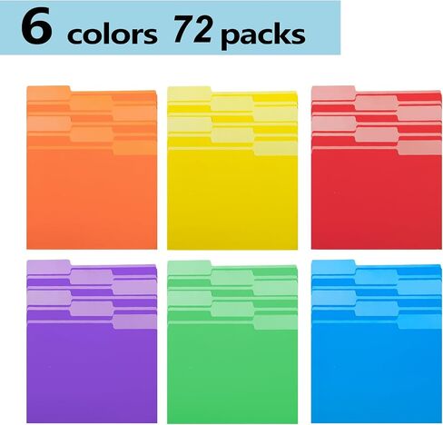 Premium Colored File Folders 8.5 x 11 Inch, Assorted 6 Colors Manila File Folders Letter Size for Office Classroom Use, 1/3 Cut Tab, Bulk 36 Pack in Kuwait