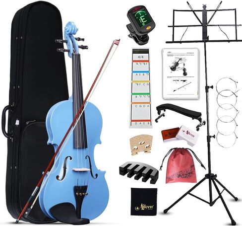 Aileen Violin 4/4 الحجم الكامل للمبتدئين للبالغين ، مجموعة أدوات بداية الأرجواني للطلاب الذين تتراوح أعمارهم بين 12 عامًا ، بما في ذلك حامل الموسيقى ، ملصق أصابع جديد فريد من نوعه ، كتم الصوت in Saudi Arabia