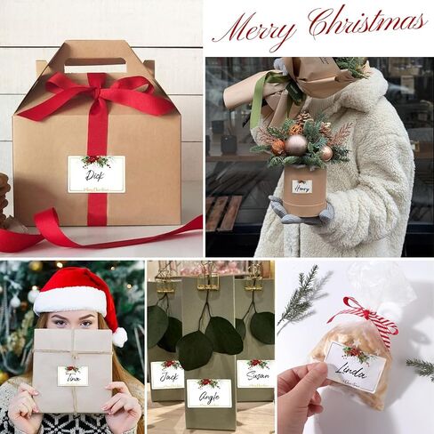 120pcs Christmas Gift Tags Stickers Sticky Labels Large Blank Xmas Name Tags for Presents Holiday (Holly Berry) in Kuwait