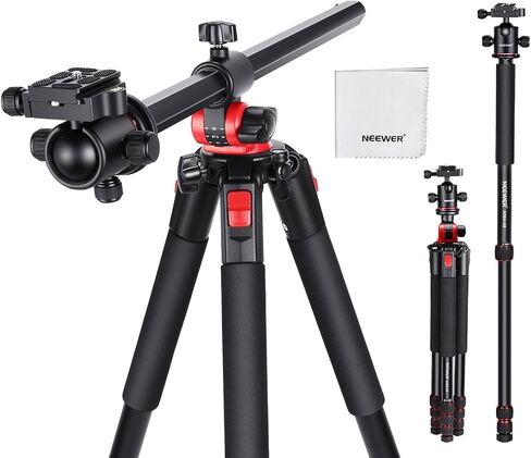 NEEWER 73.6" Horizontal Tripod with Multi Angle Center Column, Ball Head & Central Axis Platform, Heavy Duty Aluminum Camera Tripod Monopod 360° Pan 180° Tilt for Overhead/Macro Shots, Max Load 22lb in Kuwait