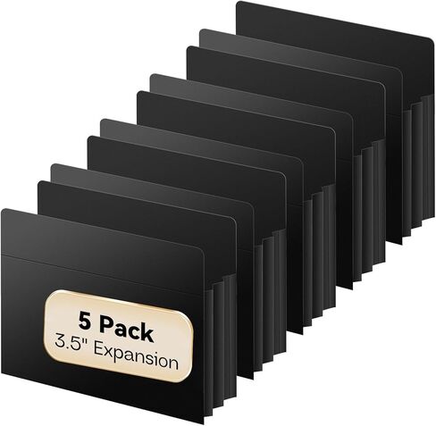 Plastic 3.5" Expanding File Pockets Extra Capacity,6 Pack Poly File Pockets Letter Size, Heavy Duty Expandable File Jacket Folder,File Jacket for Bulky Files,Assorted Colors ﻿ in Saudi Arabia