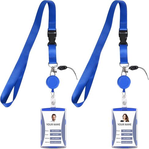 ID Badge Holder Retractable with Reel Clip Keychain,Lanyards for Cruise Ship Cards,Easy Swap Tag Without Removing Lanyard，2Pack for Office School Hospital Travel(Black,Vertical) in Saudi Arabia
