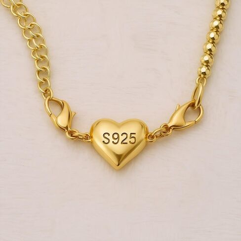 925 sterling Silver Necklace Chain Extender with Heart Clasp Magnetic Clasp Helper Strong Bracelet for Women (Silver 2pcs) in Kuwait