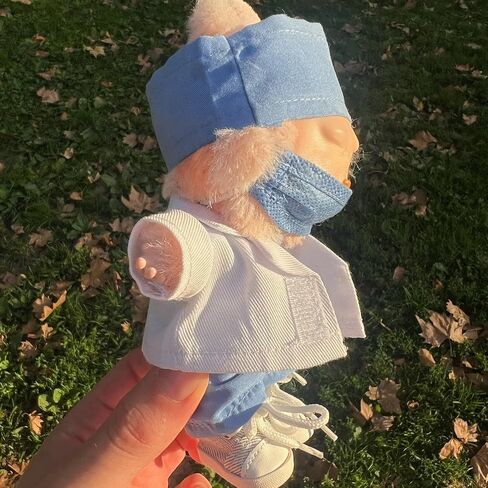 ملابسك ملابس الممرضة للملابس لـ Labubu Doll - لطيف من 5 قطع طبيب أسنان موحد مجموعة من الدعك الصحية للرعاية الصحية لـ Labubu 17cm - يشمل Cap ، قناع ، من أعلى وأسفل ، أحذية سهلة التوفيق in Saudi Arabia