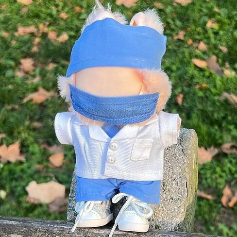 ملابسك ملابس الممرضة للملابس لـ Labubu Doll - لطيف من 5 قطع طبيب أسنان موحد مجموعة من الدعك الصحية للرعاية الصحية لـ Labubu 17cm - يشمل Cap ، قناع ، من أعلى وأسفل ، أحذية سهلة التوفيق in Saudi Arabia