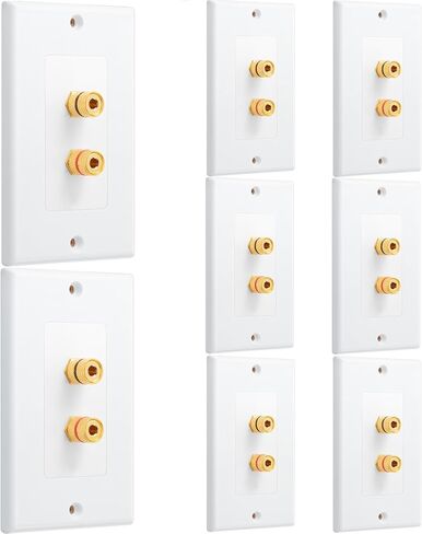 4 Pack Single Gang 1.0 Speaker Wire Wall Plate (Banana Plug Wall Plate) for 1 Speaker, White in Saudi Arabia