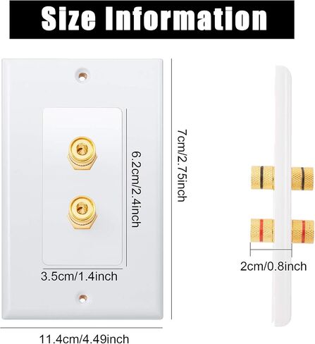 4 Pack Single Gang 1.0 Speaker Wire Wall Plate (Banana Plug Wall Plate) for 1 Speaker, White in Saudi Arabia