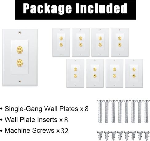 4 Pack Single Gang 1.0 Speaker Wire Wall Plate (Banana Plug Wall Plate) for 1 Speaker, White in Saudi Arabia