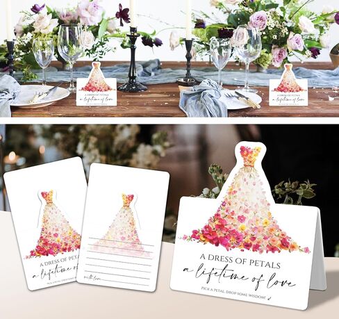 50pcs 3d Christmas Wedding Table Corper - نصيحة ورغبات لـ MR و MRS ، ملاحظات رسالة ضيف فارغة مع موقف ، بطاقات الرغبات الرومانسية لديكور طاولة الزفاف (الأجراس والزهور) in Kuwait