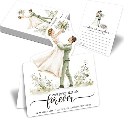 50pcs 3d Christmas Wedding Table Corper - نصيحة ورغبات لـ MR و MRS ، ملاحظات رسالة ضيف فارغة مع موقف ، بطاقات الرغبات الرومانسية لديكور طاولة الزفاف (الأجراس والزهور) in Kuwait