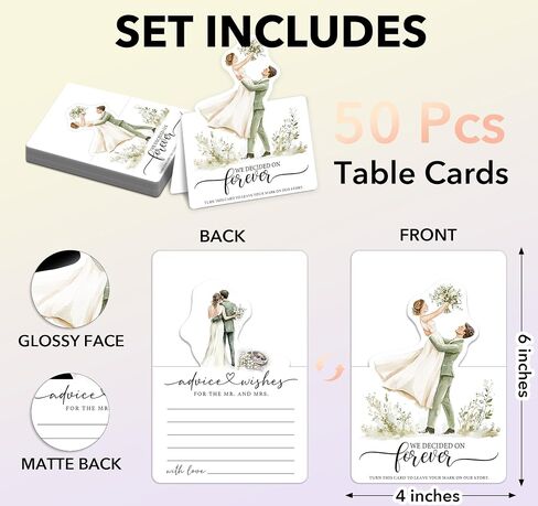50pcs 3d Christmas Wedding Table Corper - نصيحة ورغبات لـ MR و MRS ، ملاحظات رسالة ضيف فارغة مع موقف ، بطاقات الرغبات الرومانسية لديكور طاولة الزفاف (الأجراس والزهور) in Kuwait