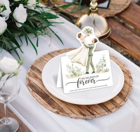 50pcs 3d Christmas Wedding Table Corper - نصيحة ورغبات لـ MR و MRS ، ملاحظات رسالة ضيف فارغة مع موقف ، بطاقات الرغبات الرومانسية لديكور طاولة الزفاف (الأجراس والزهور) in Kuwait