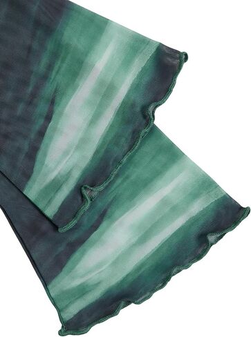 Verdusa Women's Y2k Off Shoulder Tops Tie Dye Mesh Long Flared Sleeve Ruched Crop Shirt Top in Saudi Arabia