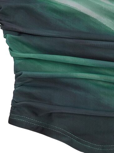 Verdusa Women's Y2k Off Shoulder Tops Tie Dye Mesh Long Flared Sleeve Ruched Crop Shirt Top in Saudi Arabia