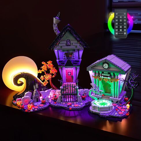 إضاءة LED متوافقة مع Lego Disney 21351 Tim Burton's The Nightmare قبل عيد الميلاد ، مجموعة ضوء RC مخصصة متوافقة مع Lego Ideas Disney 21351 ، نموذج غير مدرج - فقط الأضواء in Kuwait