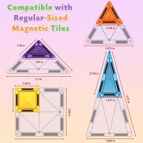 Mini Magnetic Tiles with Iron Box, 40 PCS Travel Magnetic Tiles, STEM Educational Building Set Construction Toys for Kids Ages 3+, Portable Building Toys for Toddlers, Boys & Girls Birthday Gift in Kuwait