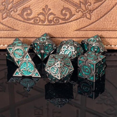 مجموعة DND Metallic DND مع صندوق هدايا ، جمجمة القوطي المصممة للمشغل DM و D&D ، نرد متعدد السطوح ثقيلة مثالية للأبراج المحصنة وألعاب RPG Dragons (البرونز) in Kuwait