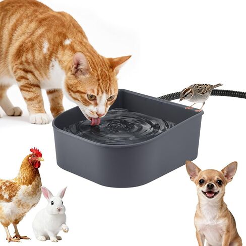 PETLESO Heated Water Bowl for Dog, Heated Dog Bowl for Cats Birds Chicken Water Heater, Outdoor Dog Bowl Provides Drinkable Water in Frozon Winter, 0.58 Gallon in Kuwait